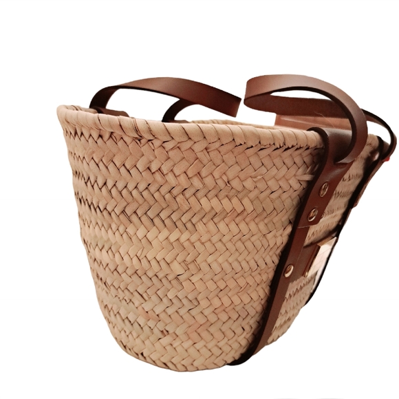 Frame Denim Bags Frame Straw Tote With Brown Leather Handles Poshmark